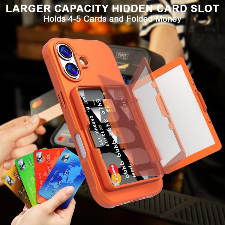 For iPhone 17 Skin Feel PC Hybrid TPU Horizontal Hidden Mirror Card Bag Phone Case