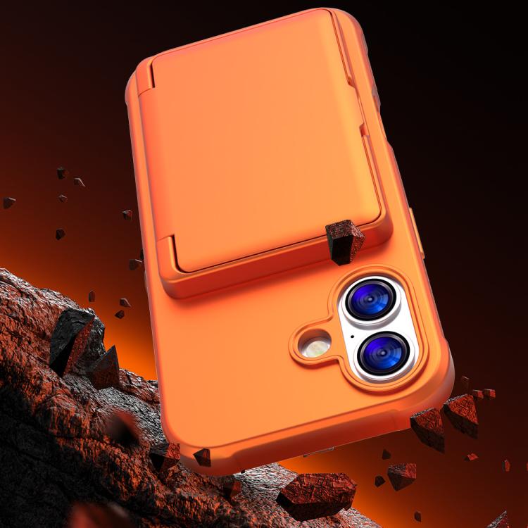 For iPhone 17 Skin Feel PC Hybrid TPU Horizontal Hidden Mirror Card Bag Phone Case