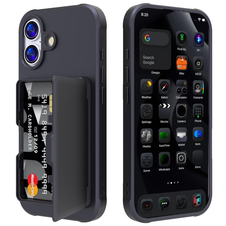 For iPhone 17 Skin Feel PC Hybrid TPU Horizontal Hidden Mirror Card Bag Phone Case
