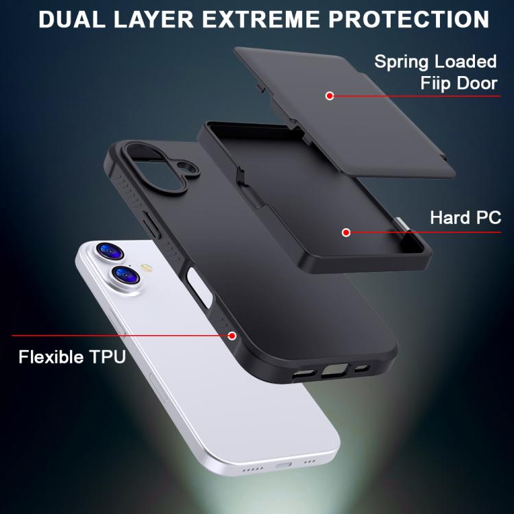 For iPhone 17 Skin Feel PC Hybrid TPU Horizontal Hidden Mirror Card Bag Phone Case