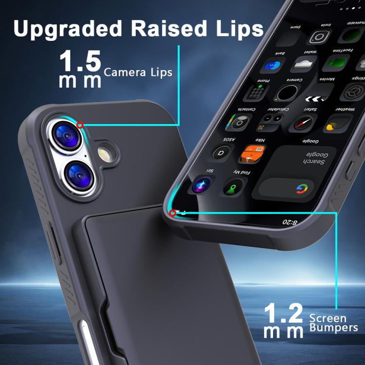For iPhone 17 Skin Feel PC Hybrid TPU Horizontal Hidden Mirror Card Bag Phone Case