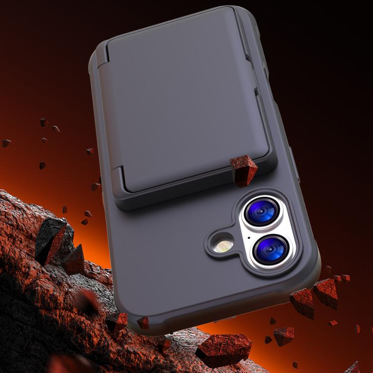For iPhone 17 Skin Feel PC Hybrid TPU Horizontal Hidden Mirror Card Bag Phone Case