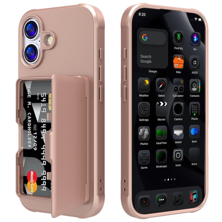For iPhone 17 Skin Feel PC Hybrid TPU Horizontal Hidden Mirror Card Bag Phone Case