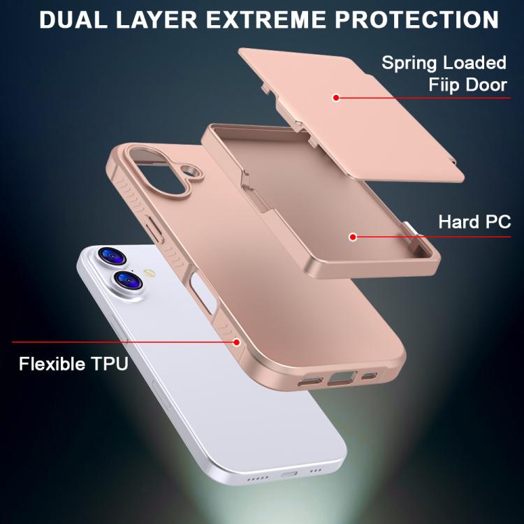 For iPhone 17 Skin Feel PC Hybrid TPU Horizontal Hidden Mirror Card Bag Phone Case