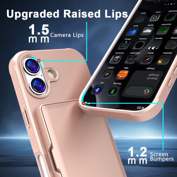For iPhone 17 Skin Feel PC Hybrid TPU Horizontal Hidden Mirror Card Bag Phone Case