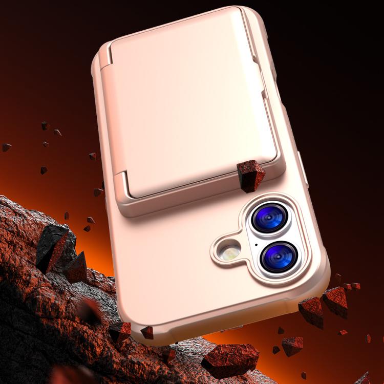 For iPhone 17 Skin Feel PC Hybrid TPU Horizontal Hidden Mirror Card Bag Phone Case