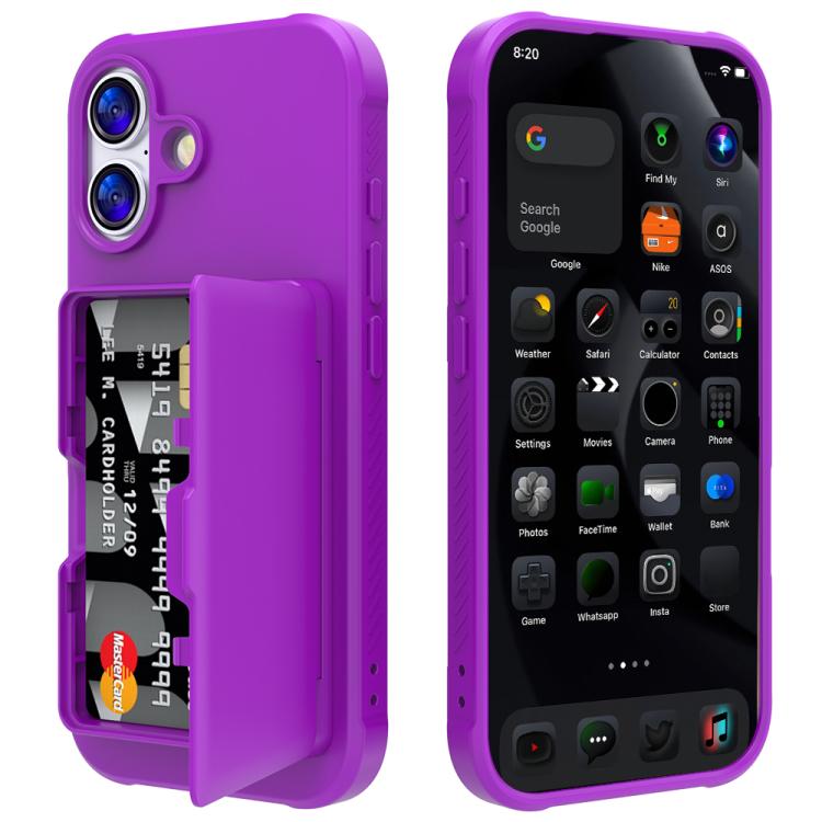For iPhone 17 Skin Feel PC Hybrid TPU Horizontal Hidden Mirror Card Bag Phone Case