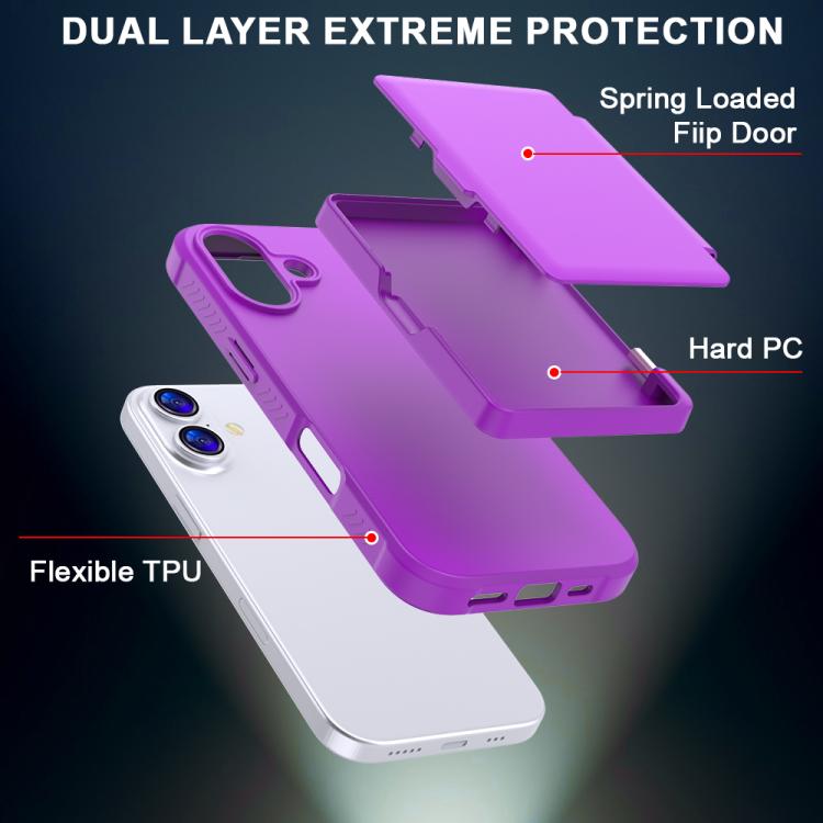 For iPhone 17 Skin Feel PC Hybrid TPU Horizontal Hidden Mirror Card Bag Phone Case