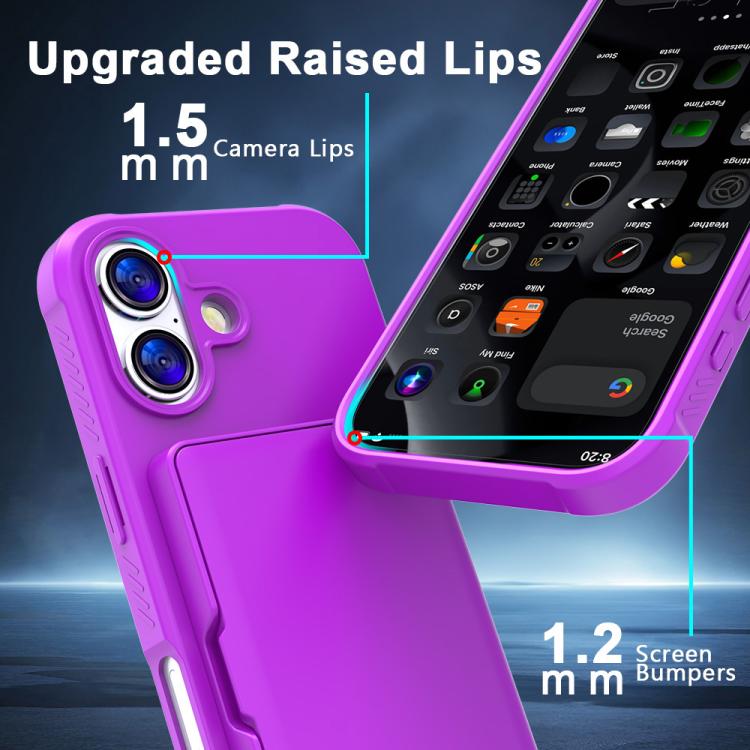 For iPhone 17 Skin Feel PC Hybrid TPU Horizontal Hidden Mirror Card Bag Phone Case