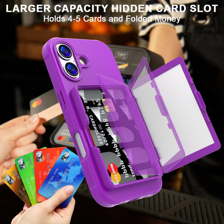 For iPhone 17 Skin Feel PC Hybrid TPU Horizontal Hidden Mirror Card Bag Phone Case