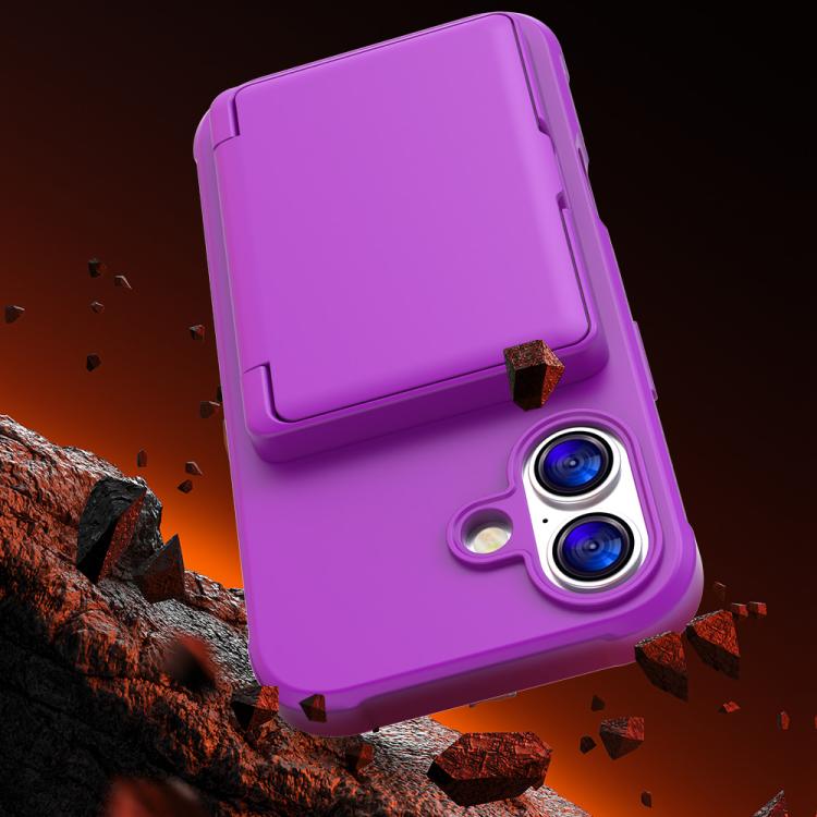 For iPhone 17 Skin Feel PC Hybrid TPU Horizontal Hidden Mirror Card Bag Phone Case
