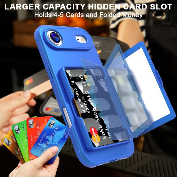 For iPhone Air Skin Feel PC Hybrid TPU Horizontal Hidden Mirror Card Bag Phone Case