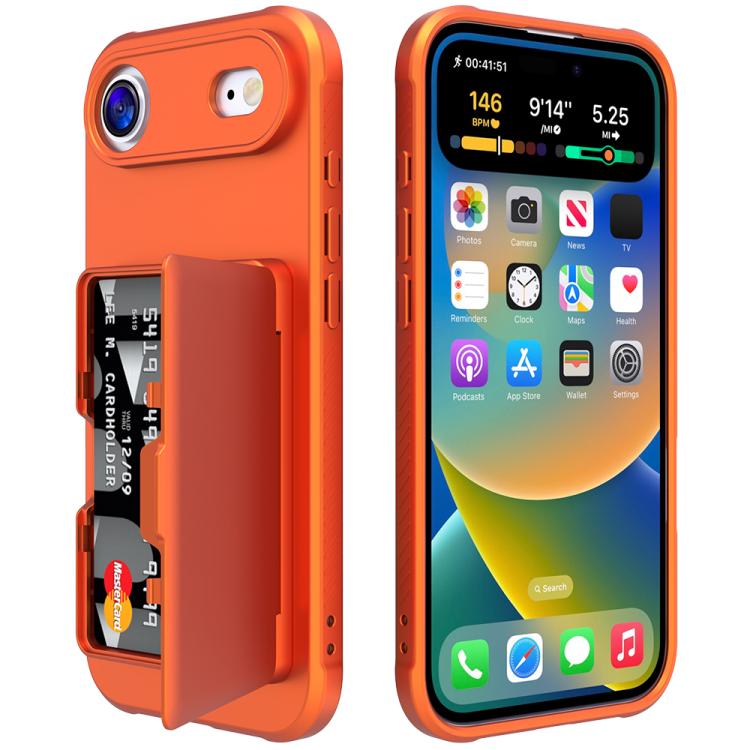 For iPhone Air Skin Feel PC Hybrid TPU Horizontal Hidden Mirror Card Bag Phone Case