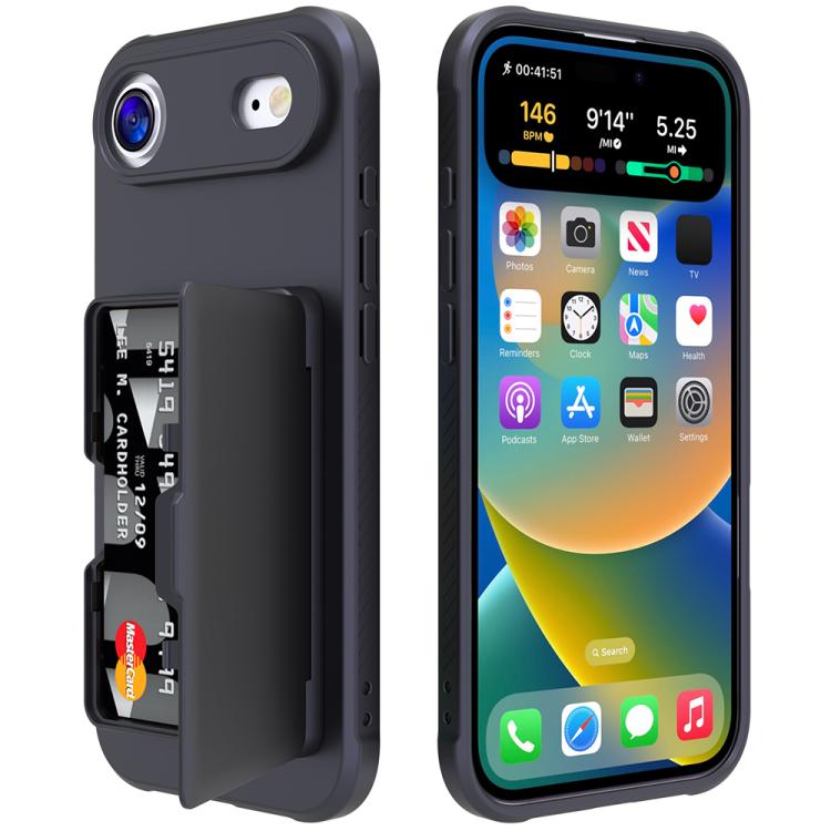 For iPhone Air Skin Feel PC Hybrid TPU Horizontal Hidden Mirror Card Bag Phone Case