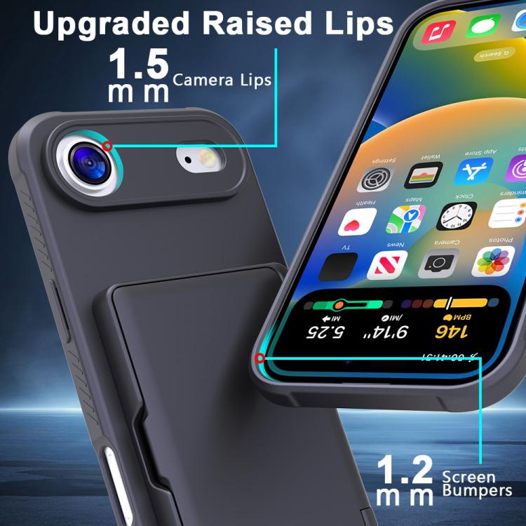 For iPhone Air Skin Feel PC Hybrid TPU Horizontal Hidden Mirror Card Bag Phone Case