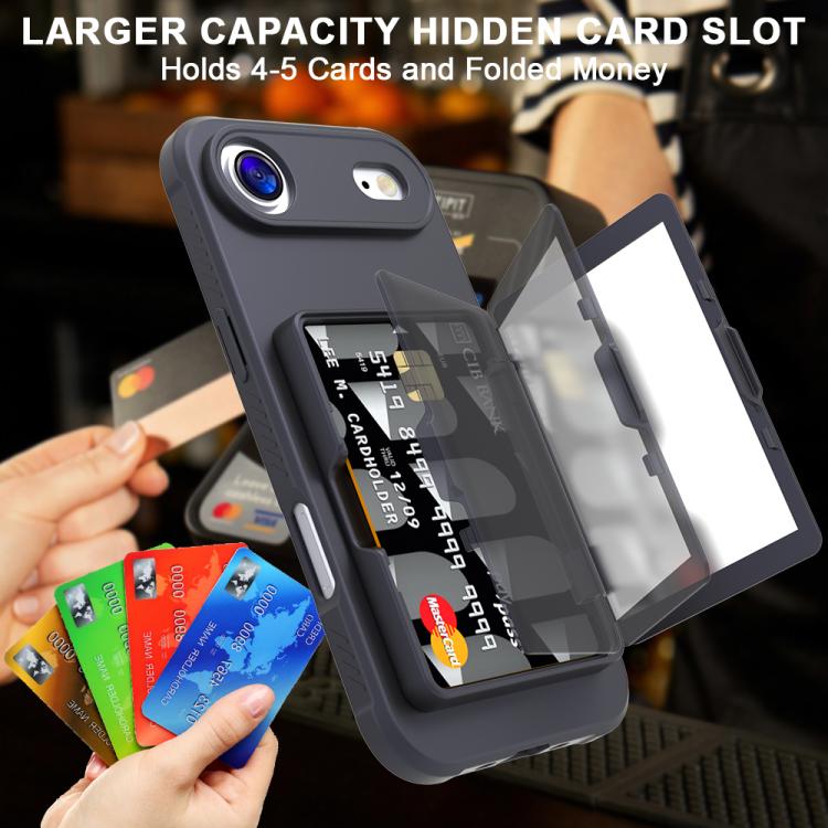 For iPhone Air Skin Feel PC Hybrid TPU Horizontal Hidden Mirror Card Bag Phone Case