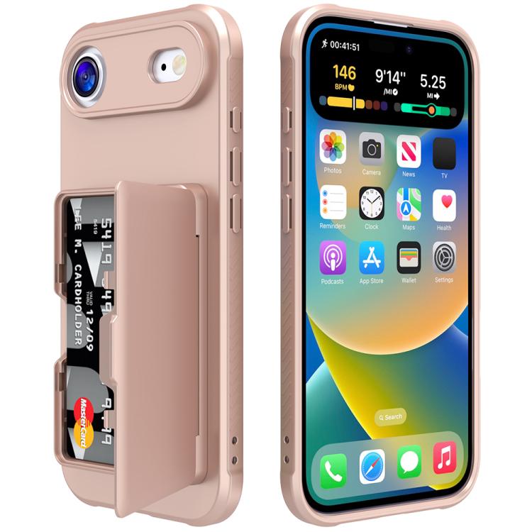 For iPhone Air Skin Feel PC Hybrid TPU Horizontal Hidden Mirror Card Bag Phone Case