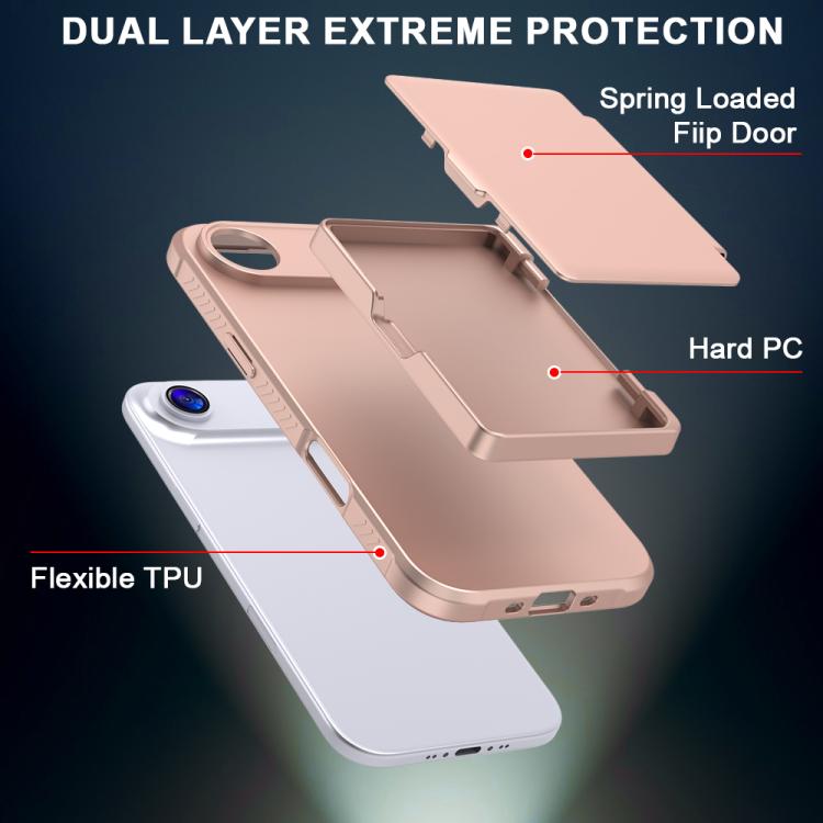 For iPhone Air Skin Feel PC Hybrid TPU Horizontal Hidden Mirror Card Bag Phone Case