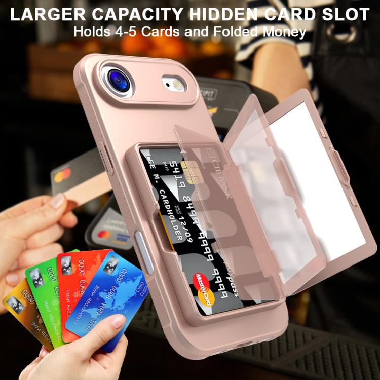 For iPhone Air Skin Feel PC Hybrid TPU Horizontal Hidden Mirror Card Bag Phone Case