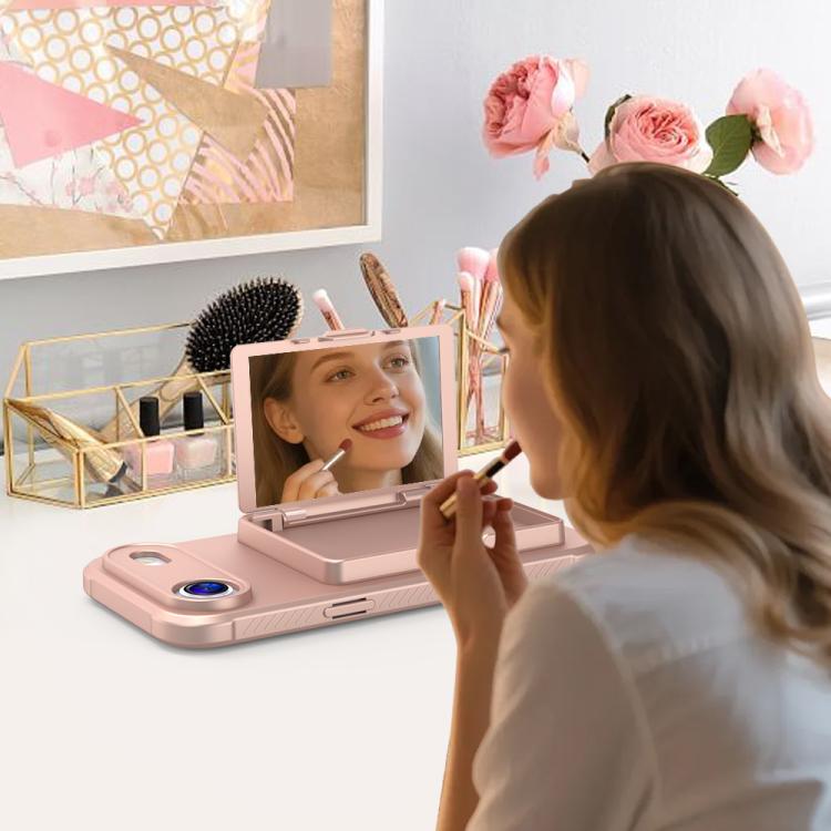 For iPhone Air Skin Feel PC Hybrid TPU Horizontal Hidden Mirror Card Bag Phone Case