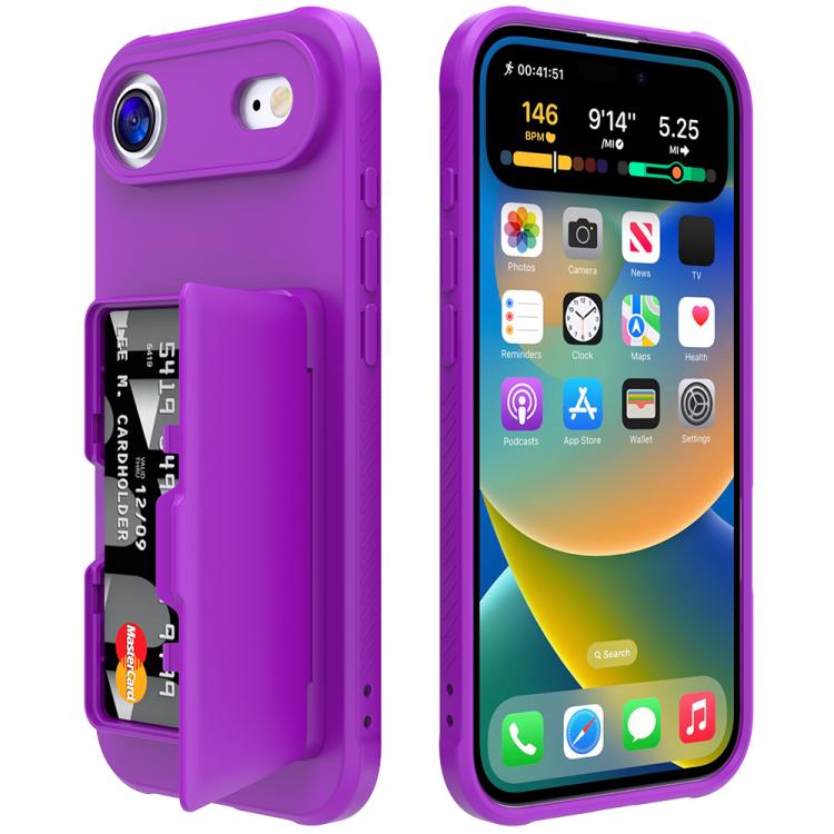 For iPhone Air Skin Feel PC Hybrid TPU Horizontal Hidden Mirror Card Bag Phone Case