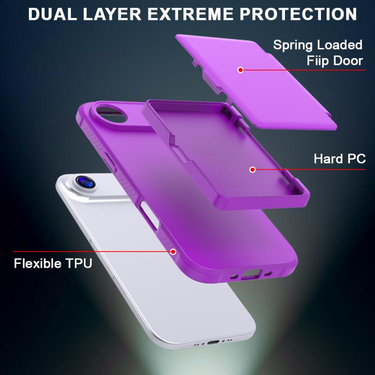 For iPhone Air Skin Feel PC Hybrid TPU Horizontal Hidden Mirror Card Bag Phone Case