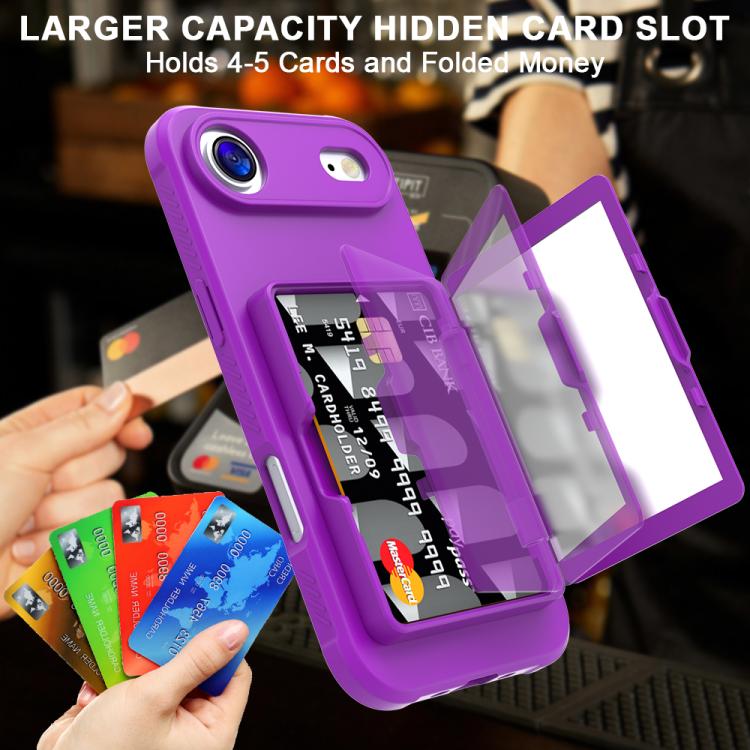 For iPhone Air Skin Feel PC Hybrid TPU Horizontal Hidden Mirror Card Bag Phone Case