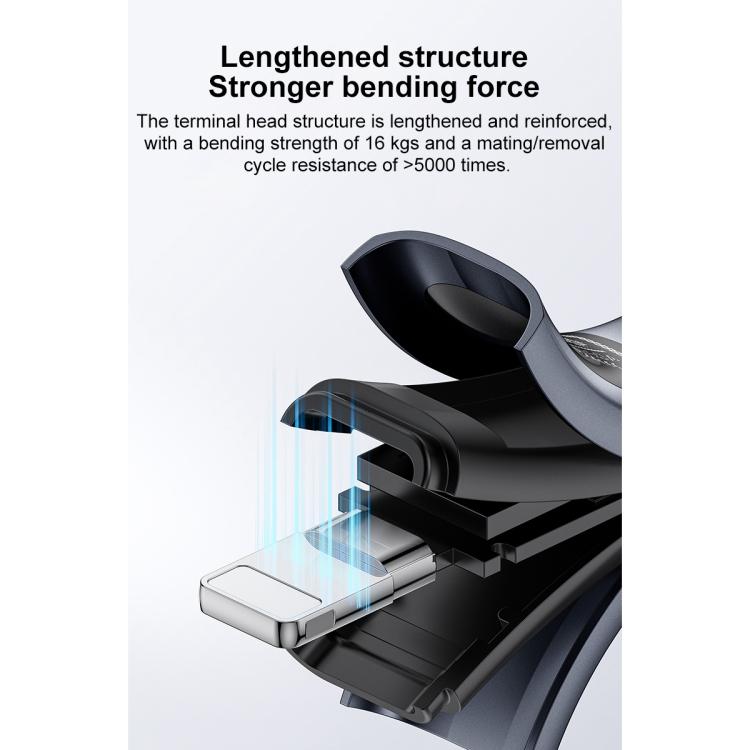 Yesido CA138L 12W 2.4A USB to 8 Pin OLED Display Charging Data Cable, Length:1.2m - Black