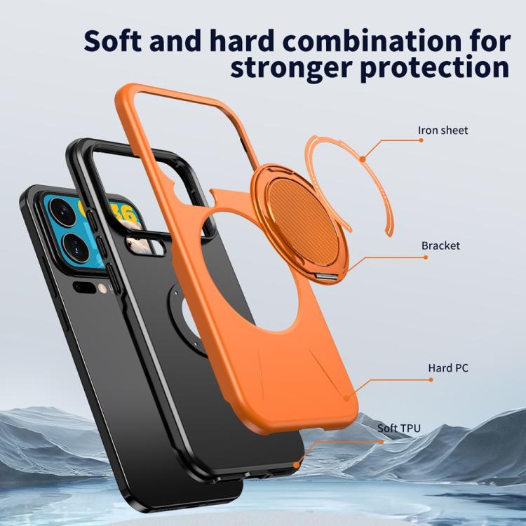 For Xiaomi 17 Pro Max Metal Rotation Holder MagSafe TPU Hybrid PC Phone Case
