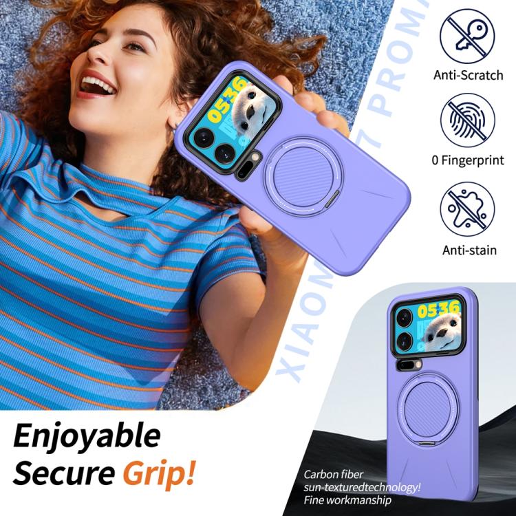 For Xiaomi 17 Pro Max Metal Rotation Holder MagSafe TPU Hybrid PC Phone Case