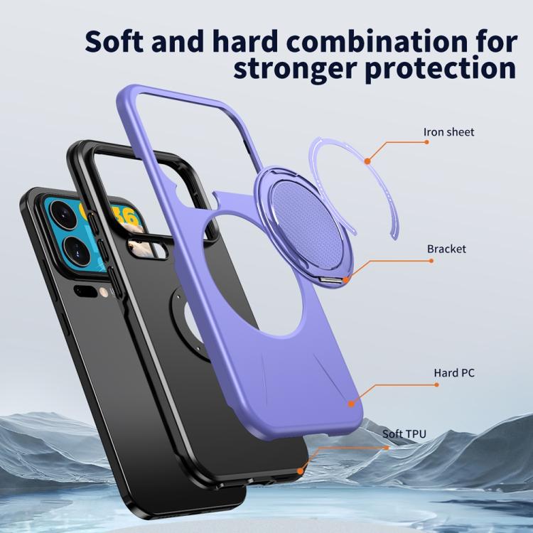 For Xiaomi 17 Pro Max Metal Rotation Holder MagSafe TPU Hybrid PC Phone Case
