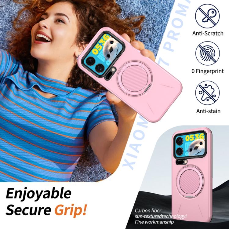 For Xiaomi 17 Pro Max Metal Rotation Holder MagSafe TPU Hybrid PC Phone Case
