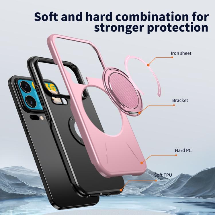 For Xiaomi 17 Pro Max Metal Rotation Holder MagSafe TPU Hybrid PC Phone Case