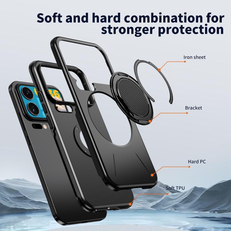 For Xiaomi 17 Pro Max Metal Rotation Holder MagSafe TPU Hybrid PC Phone Case