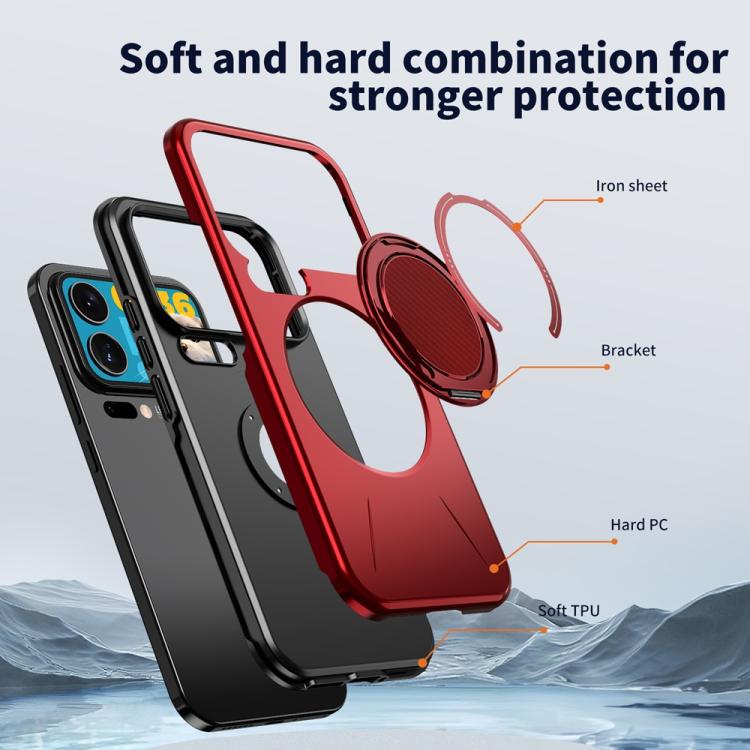 For Xiaomi 17 Pro Max Metal Rotation Holder MagSafe TPU Hybrid PC Phone Case