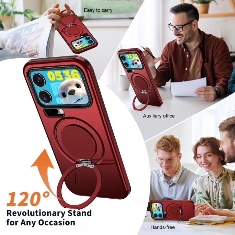 For Xiaomi 17 Pro Max Metal Rotation Holder MagSafe TPU Hybrid PC Phone Case