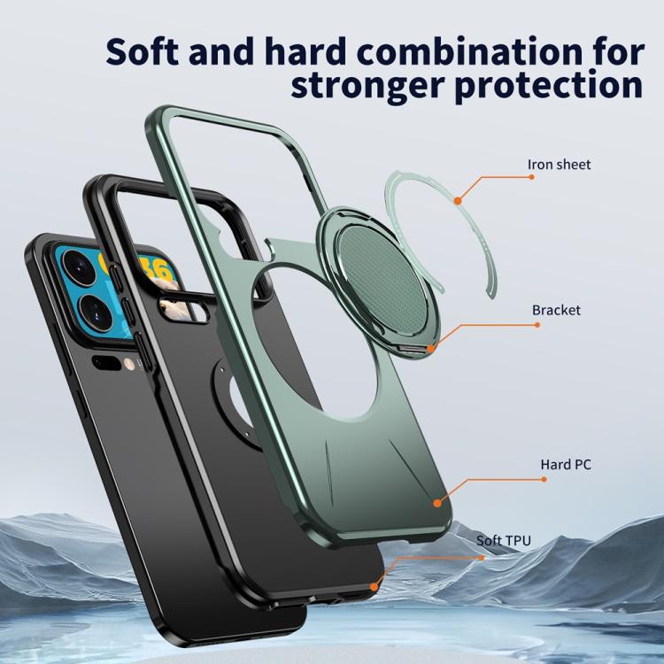 For Xiaomi 17 Pro Max Metal Rotation Holder MagSafe TPU Hybrid PC Phone Case