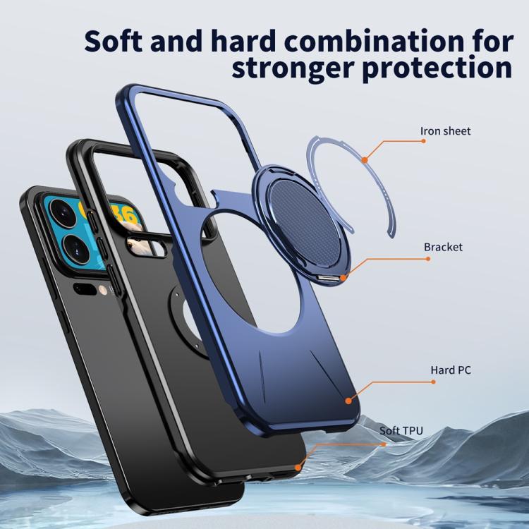 For Xiaomi 17 Pro Max Metal Rotation Holder MagSafe TPU Hybrid PC Phone Case