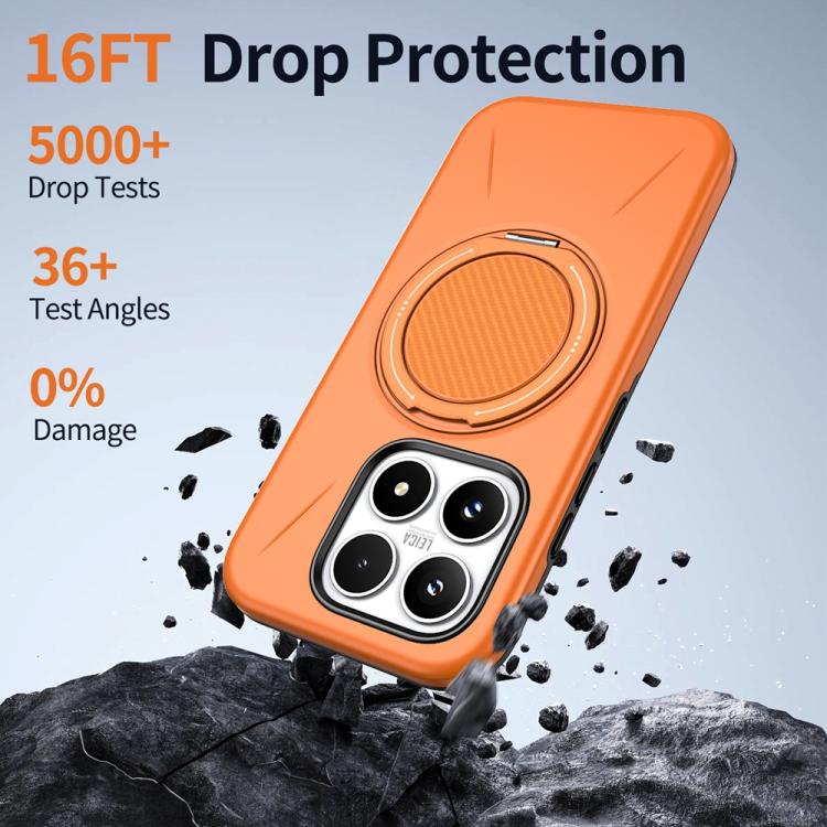 For Xiaomi 17 Metal Rotation Holder MagSafe TPU Hybrid PC Phone Case