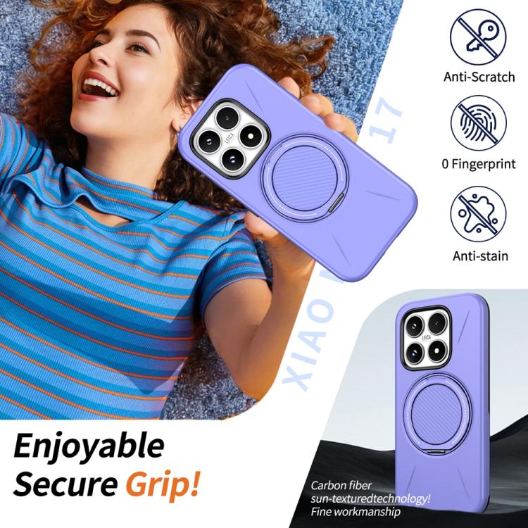 For Xiaomi 17 Metal Rotation Holder MagSafe TPU Hybrid PC Phone Case
