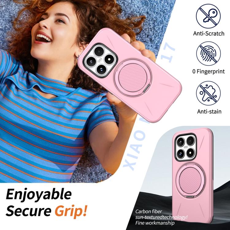 For Xiaomi 17 Metal Rotation Holder MagSafe TPU Hybrid PC Phone Case