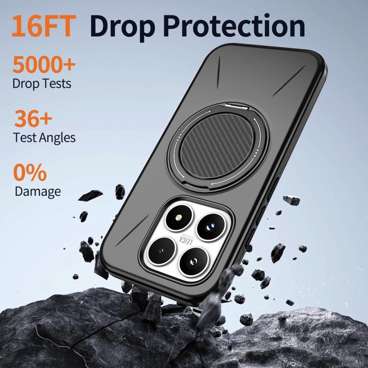 For Xiaomi 17 Metal Rotation Holder MagSafe TPU Hybrid PC Phone Case