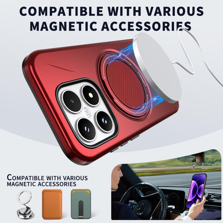 For Xiaomi 17 Metal Rotation Holder MagSafe TPU Hybrid PC Phone Case