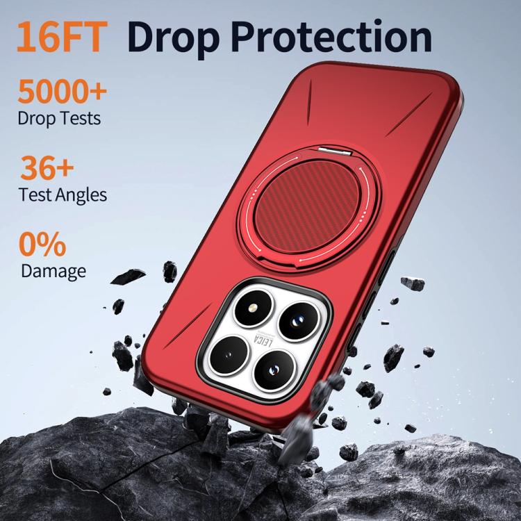 For Xiaomi 17 Metal Rotation Holder MagSafe TPU Hybrid PC Phone Case
