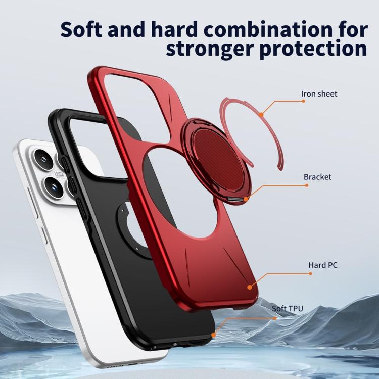 For Xiaomi 17 Metal Rotation Holder MagSafe TPU Hybrid PC Phone Case