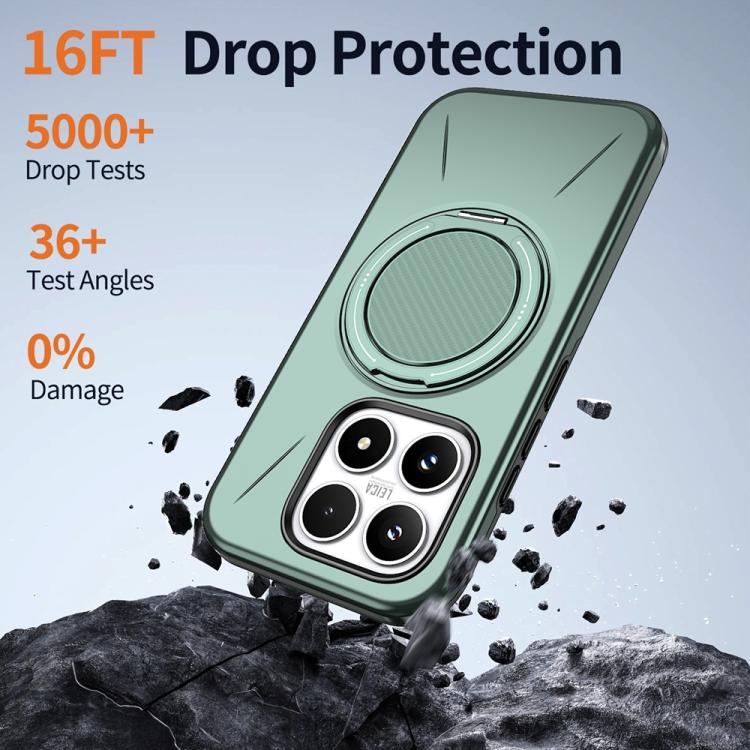 For Xiaomi 17 Metal Rotation Holder MagSafe TPU Hybrid PC Phone Case