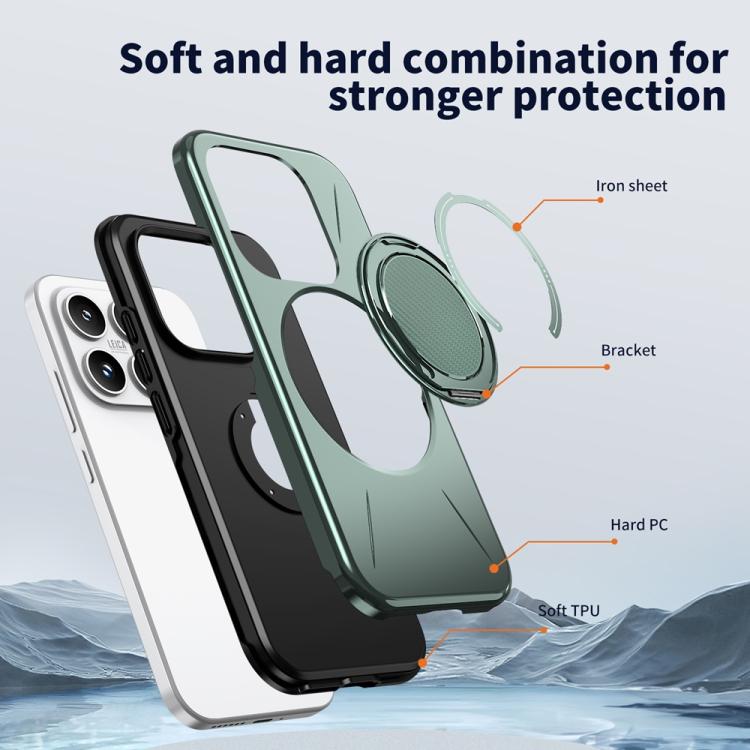 For Xiaomi 17 Metal Rotation Holder MagSafe TPU Hybrid PC Phone Case
