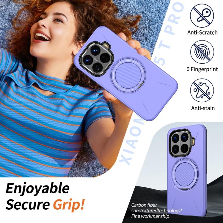 For Xiaomi 15T Pro 5G Metal Rotation Holder MagSafe TPU Hybrid PC Phone Case