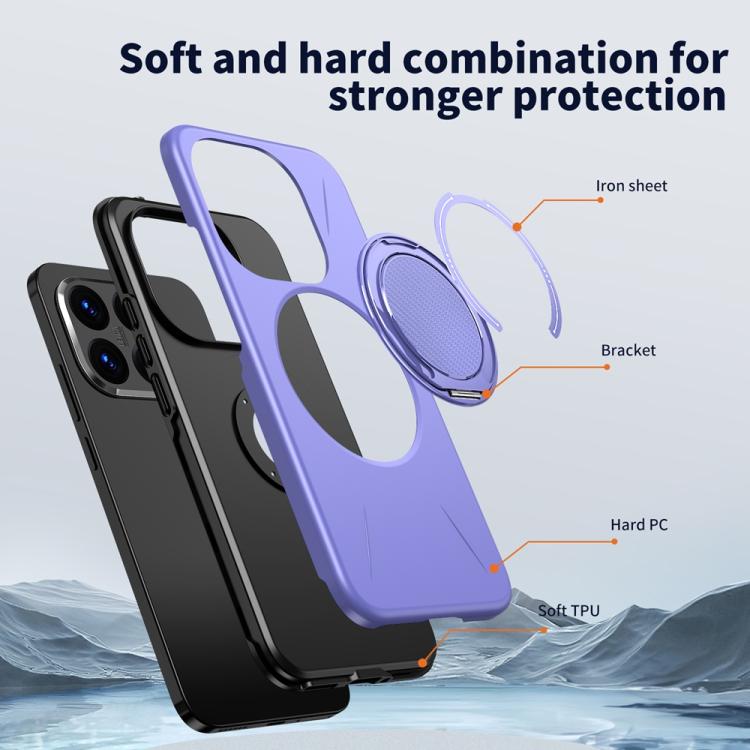 For Xiaomi 15T 5G Metal Rotation Holder MagSafe TPU Hybrid PC Phone Case