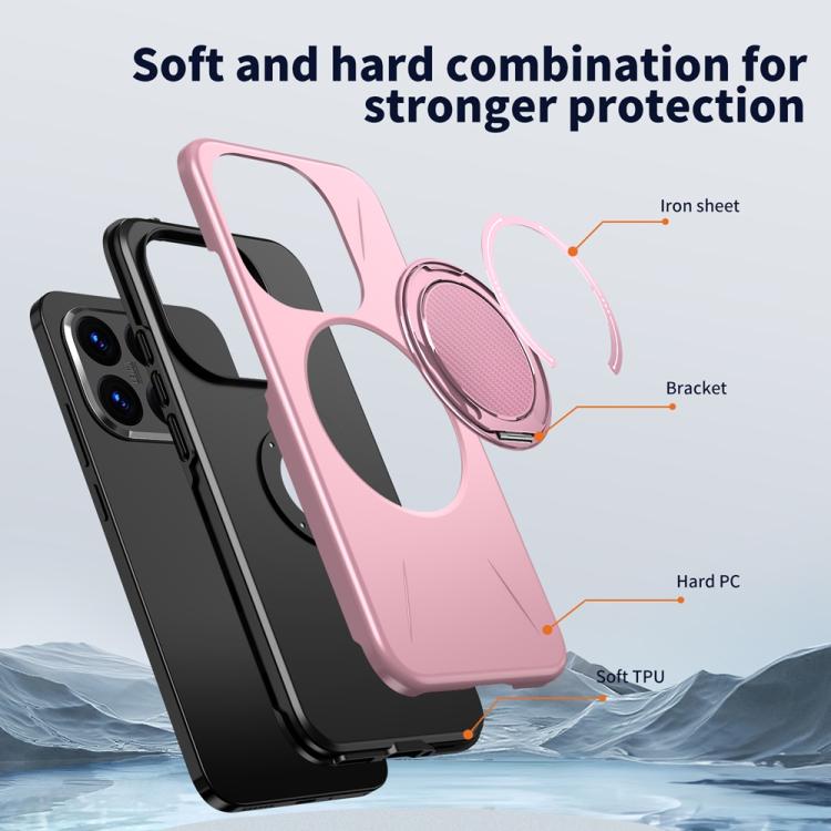 For Xiaomi 15T 5G Metal Rotation Holder MagSafe TPU Hybrid PC Phone Case